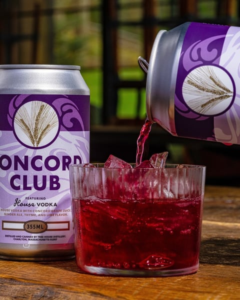 A warm-weather favorite here at Tree House, Concord Club is made with Concord grape juice, ginger ale, thyme, and lime.