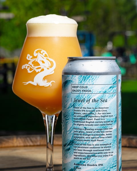 Jewel of the Sea is an American Double IPA brewed with Citra, Mosaic, and Idaho 7. For this beer, we utilized a legen…