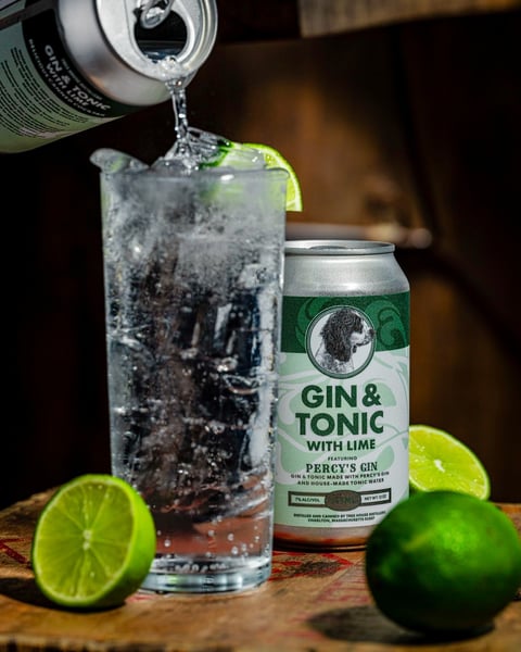 Percy’s Gin & Tonic with Lime begins on our brewhouse as neutral spirit made with locally grown malt.