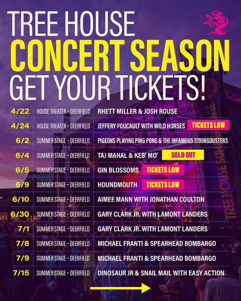 The Tree House Summer Stage calendar is filling up with incredible acts. Don’t miss your chance to secure tickets to…