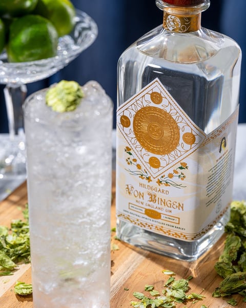 We have a fresh run of our hopped gin, 'Hildegard Von Bingen,' hitting these shelves across Tree House land today.