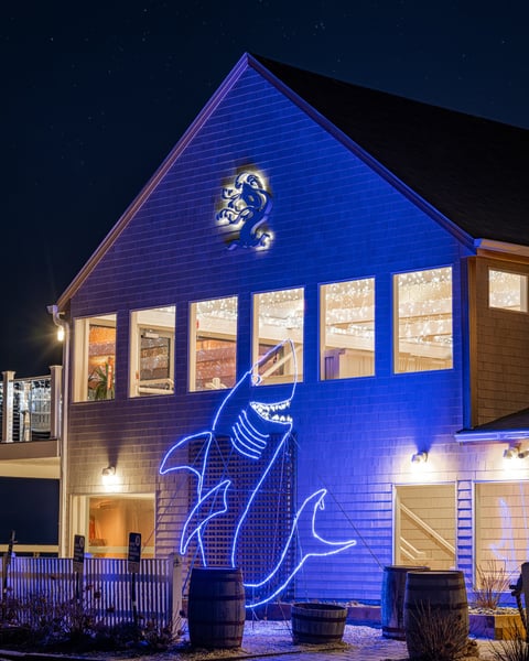 The Sandwich Giants are a creative network of giant light sculptures located throughout Sandwich around the holidays.