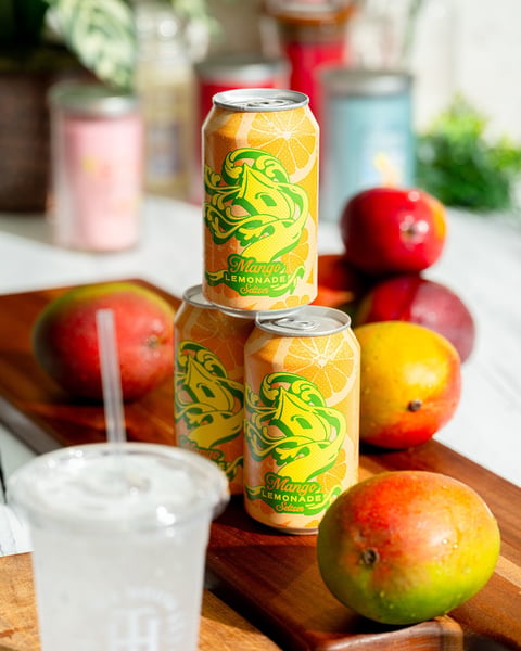 Mango Lemonade is full of punchy lemon notes and juicy mango.