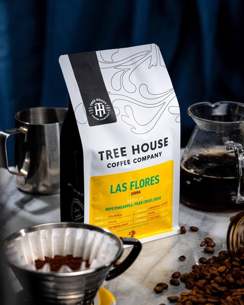 We're starting the day with a wonderful single-origin coffee from Colombia, Las Flores.
