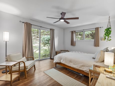 An image featuring property, furniture, ceiling fan, window, comfort, wood, interior design, shade, floor, fixture at 104 Stony Mountain Rd.