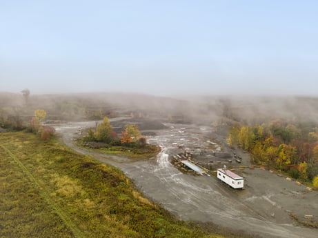 An image featuring sky, plant, vehicle, fog, boat, natural landscape, atmospheric phenomenon, tree, watercraft, asphalt at Cheney Road.