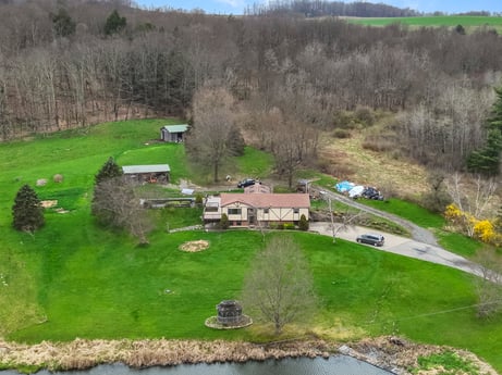 An image featuring plant, water, sky, natural landscape, land lot, tree, house, biome, cottage, building at 1569 S Macafee Rd.