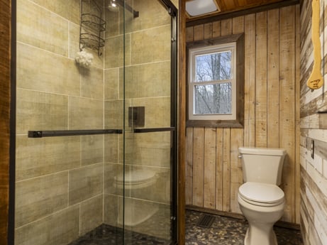 An image featuring property, shower door, shower head, bathroom, plumbing fixture, fixture, shower, building, interior design, architecture at English Hollow Ln.