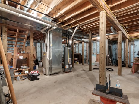 An image featuring wood, interior design, floor, hall, flooring, beam, hardwood, real estate, house, ceiling at 1761 Brick House Rd.