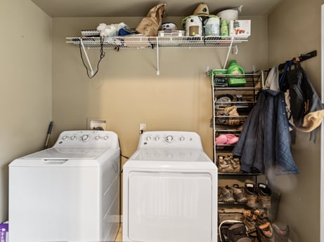 An image featuring laundry room, product, shelf, cabinetry, shelving, floor, home appliance, clothes hanger, gas, laundry at 1841 Lynch Rd.
