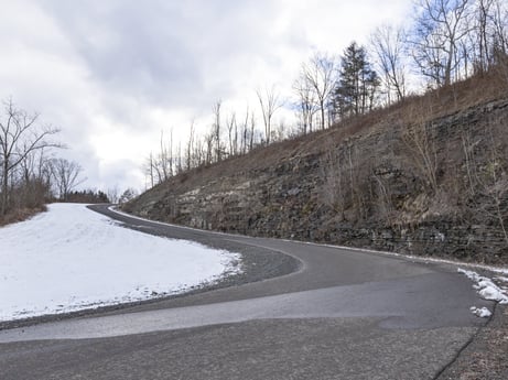 An image featuring cloud, sky, natural landscape, plant, tree, road surface, asphalt, branch, highland, thoroughfare at Hemlock Hill Rd.
