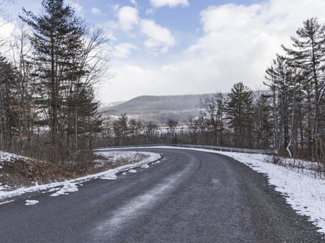 An image featuring cloud, sky, snow, plant, mountain, road surface, natural landscape, natural environment, branch, tree at Hemlock Hill Rd.