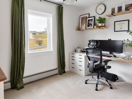 An image featuring property, building, picture frame, plant, office chair, houseplant, interior design, comfort, curtain, fixture at 18 Country View Dr.