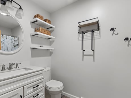 An image featuring property, bathroom cabinet, interior design, wall, line, material property, shelf, bathroom, drawer, shelving at 74 Susquehannock Trail.