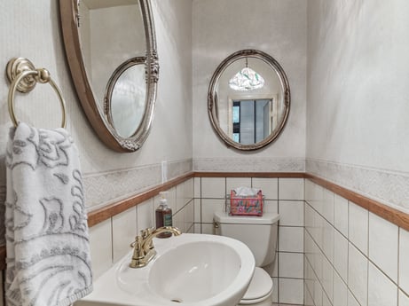An image featuring mirror, tap, plumbing fixture, sink, bathroom sink, property, bathroom, interior design, plant, wall at 104 Stony Mountain Rd.
