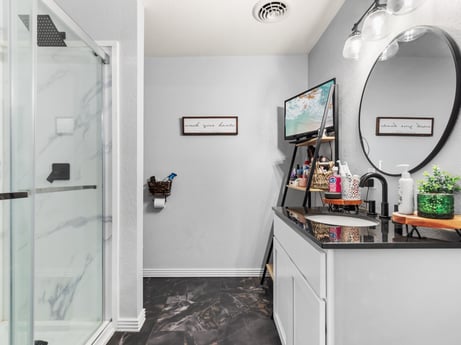 An image featuring building, cabinetry, interior design, lighting, mirror, desk, real estate, drawer, picture frame, computer desk at 17899 US-6.