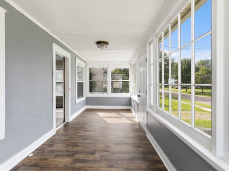 An image featuring building, plant, window, wood, fixture, hall, interior design, floor, flooring, wall at 203 Harrison St.