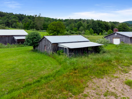 An image featuring sky, plant, cloud, building, natural landscape, tree, land lot, house, grassland, grass at 709 Creek Rd.