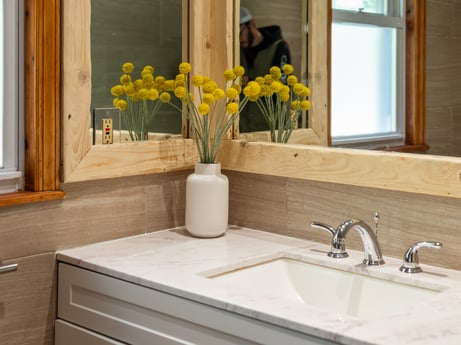 An image featuring flower, tap, sink, bathroom cabinet, property, plumbing fixture, plant, window, cabinetry, white at 125 Rimstone Ct.