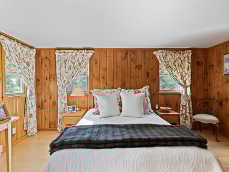 An image featuring building, furniture, comfort, azure, wood, textile, window, interior design, shade, bed frame at 130 Haighs Pond Rd.