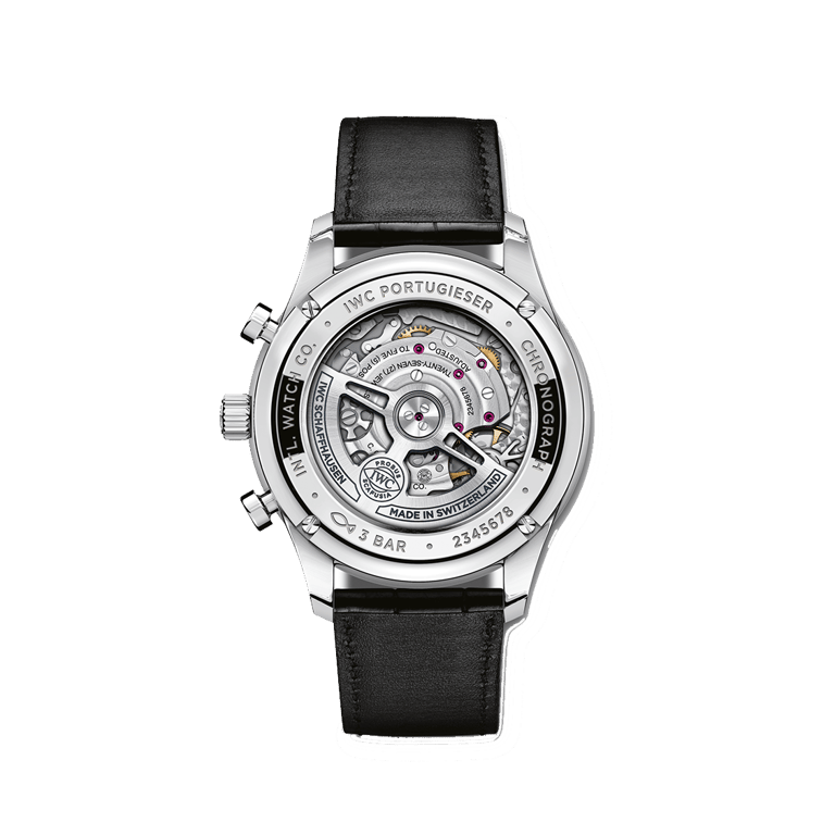 IWC Schaffhausen, Portugieser Chronograph Armbanduhr aus Stahl, Referenz IW371606, Produktaufnahme