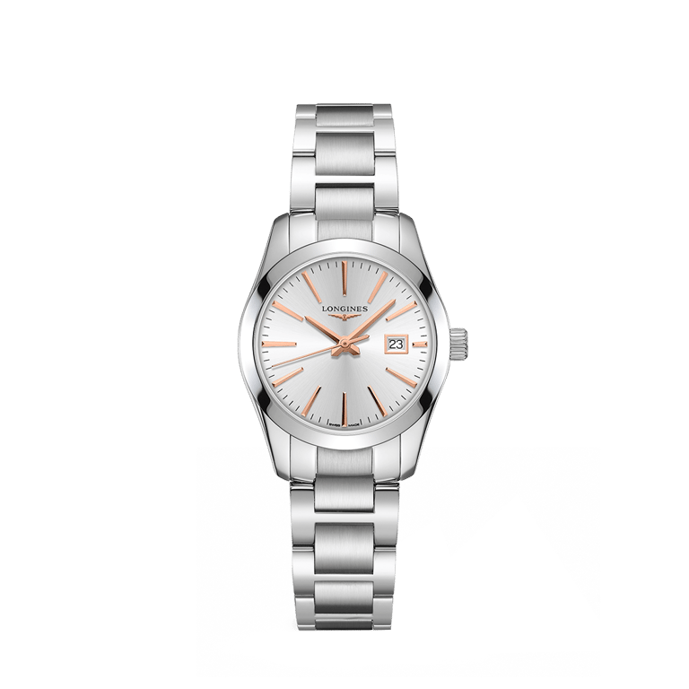 Longines, Conquest Classic Armbanduhr aus Stahl, Referenz L2.286.4.72.6, Produktaufnahme