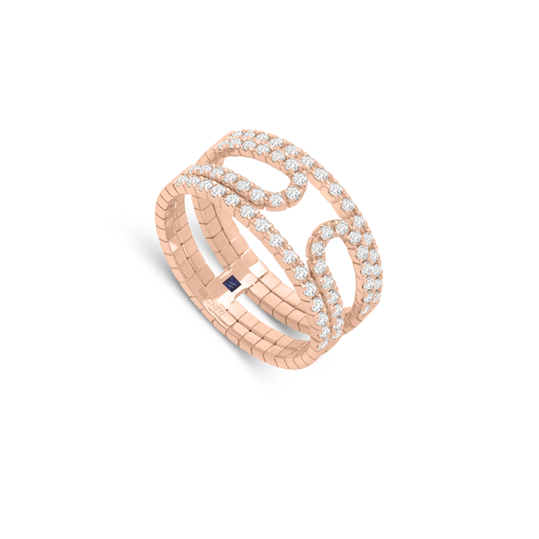 Rivière-Flow Ring aus 18 Kt Roségold mit Diamanten