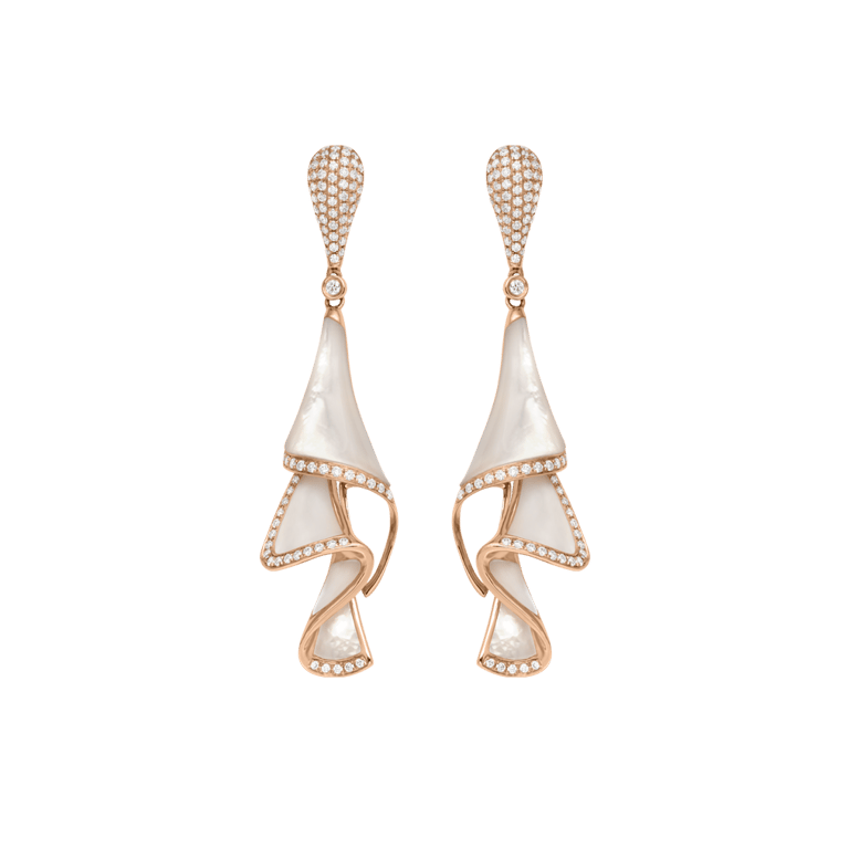 Seaside Ohrschmuck aus 18 Kt Roségold mit Diamanten und Perlmutt