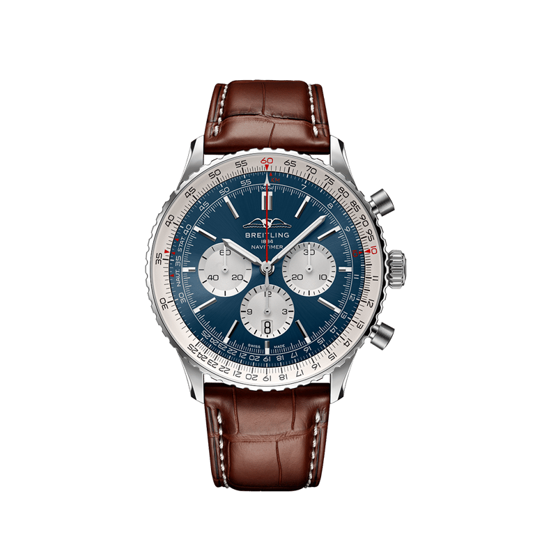 Breitling, Navitimer B01 Chronograph 46 Armbanduhr aus Stahl, Referenz AB0137211C1P1, Produktaufnahme