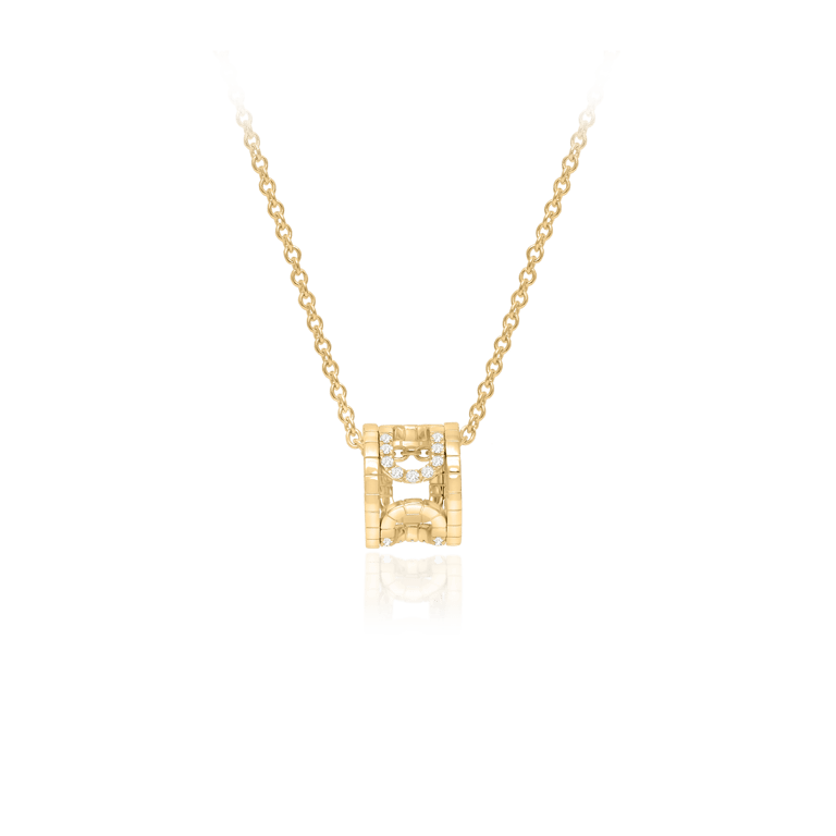 Rivière-Flow Halsschmuck aus 18 Kt Gelbgold mit Diamanten