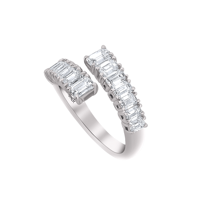 Rivière Emerald Ring aus 18 Kt Weißgold mit Diamanten