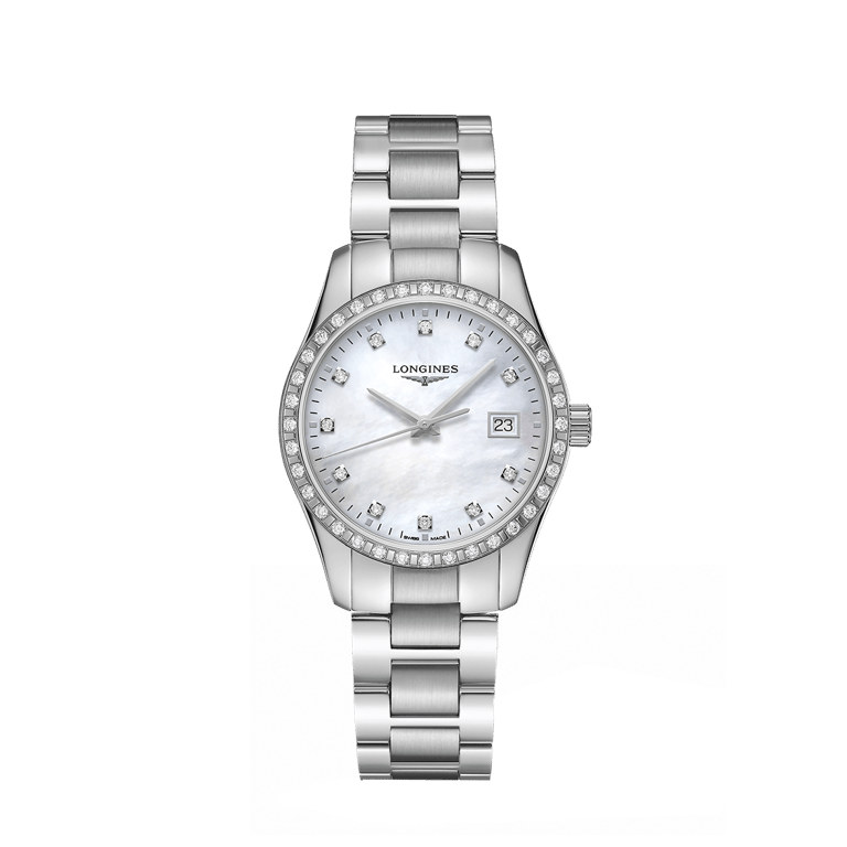 Longines, Conquest Classic Armbanduhr aus Stahl, Referenz L2.386.0.87.6, Produktaufnahme