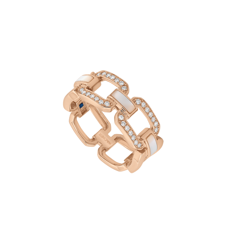 Seaside Ring aus 18 Kt Roségold mit Diamanten und Perlmutt