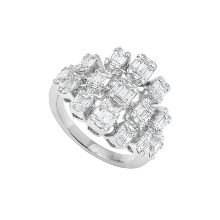 Signature Ring aus 18 Kt Weißgold mit Diamanten