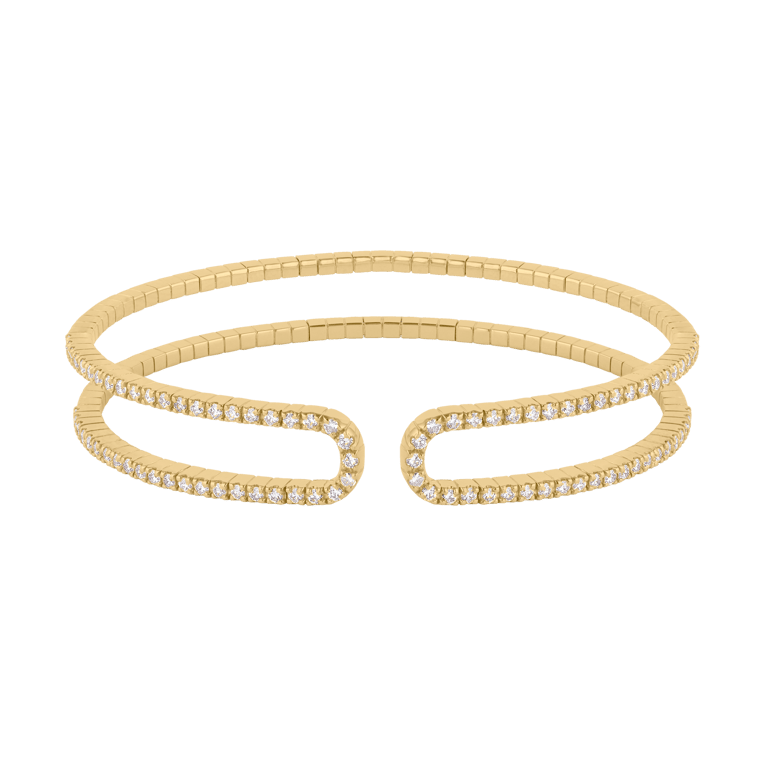 Rivière-Flow Armspange aus 18 Kt Gelbgold mit Diamanten