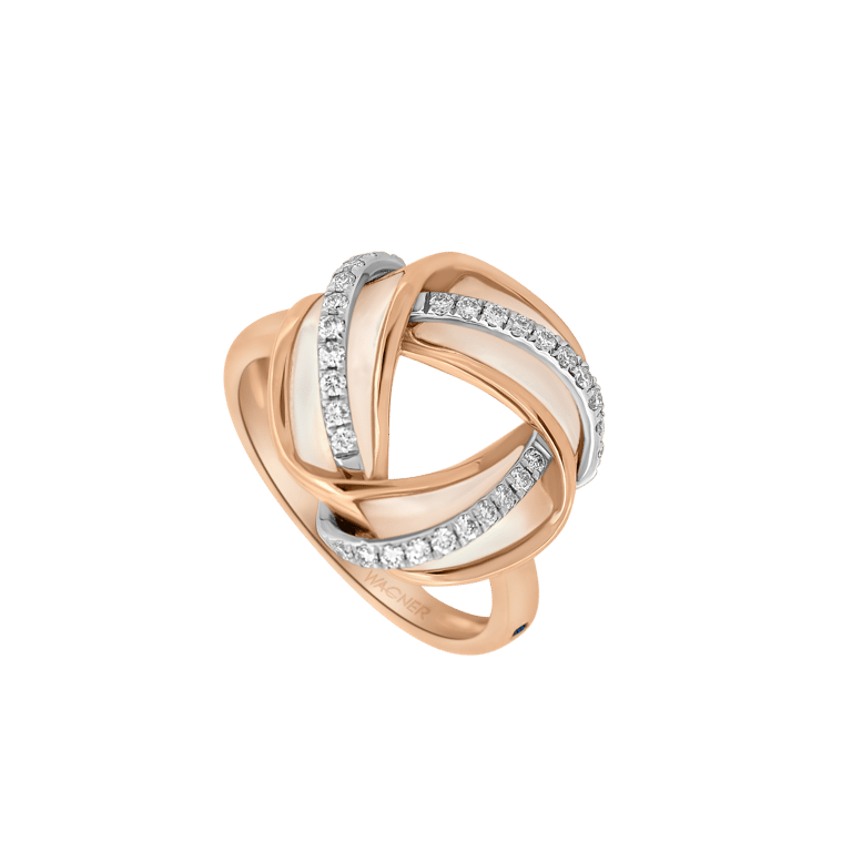 Seaside Ring aus 18 Kt Roségold mit Diamanten und Perlmutt