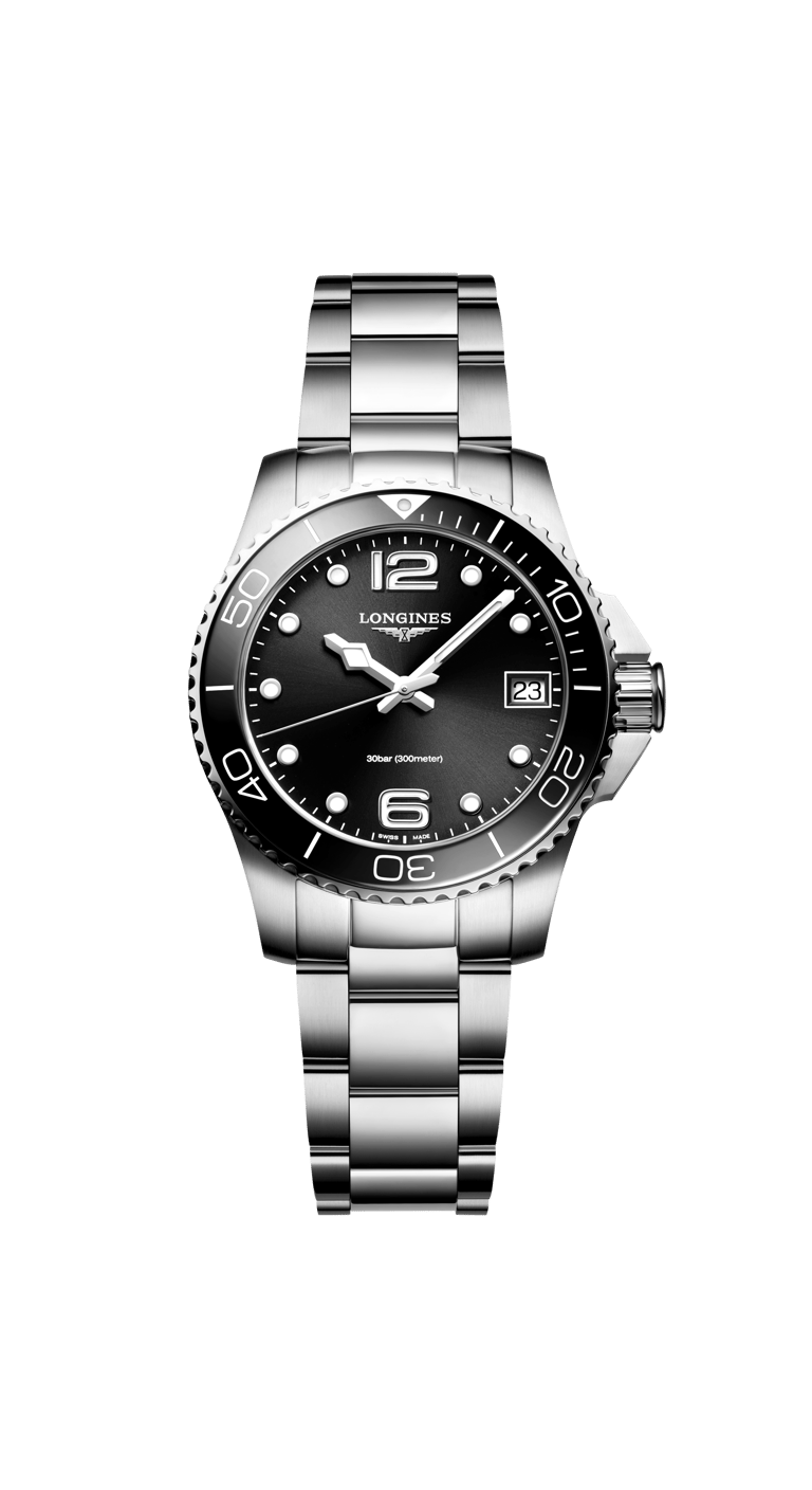 Longines, HydroConquest Armbanduhr aus Stahl, Referenz L3.370.4.56.6, Produktaufnahme