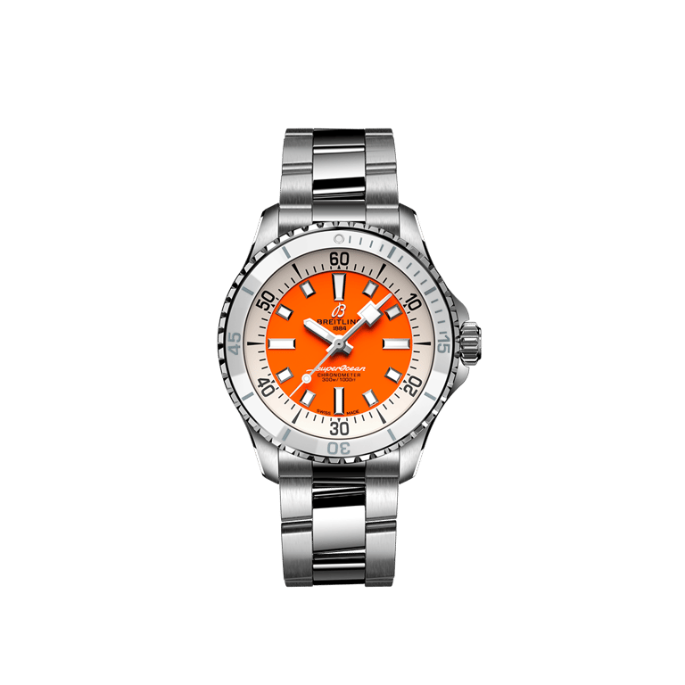 Breitling, Superocean Automatic 36 Armbanduhr aus Stahl, Referenz A17377211O1A1, Produktaufnahme