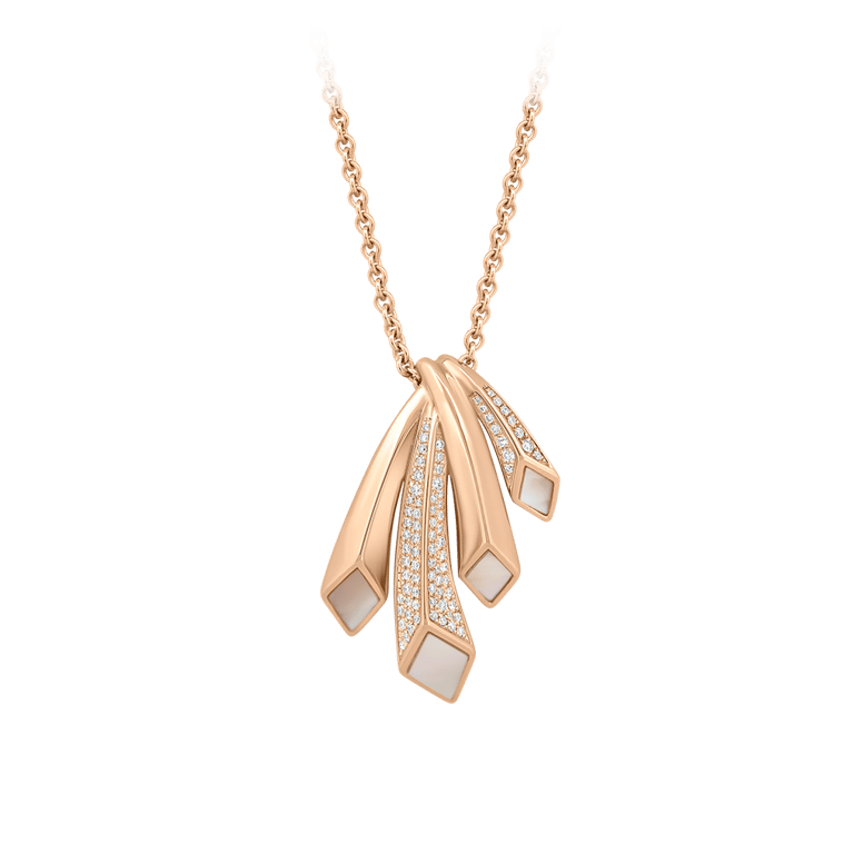 Seaside Anhänger mit Kette aus 18 Kt Roségold mit Diamanten und Perlmutt