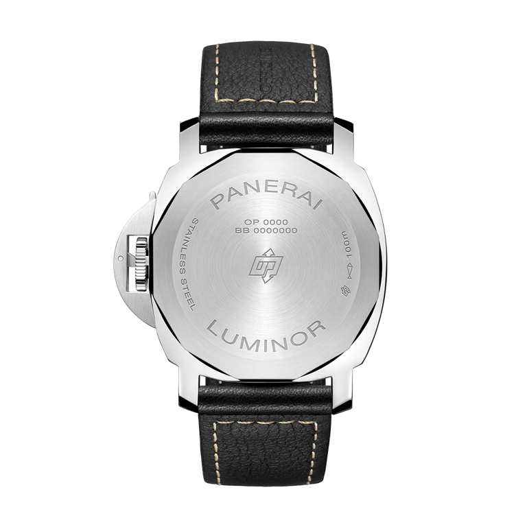 Panerai, Luminor Logo Armbanduhr aus Stahl, Referenz PAM01084, Produktaufnahme
