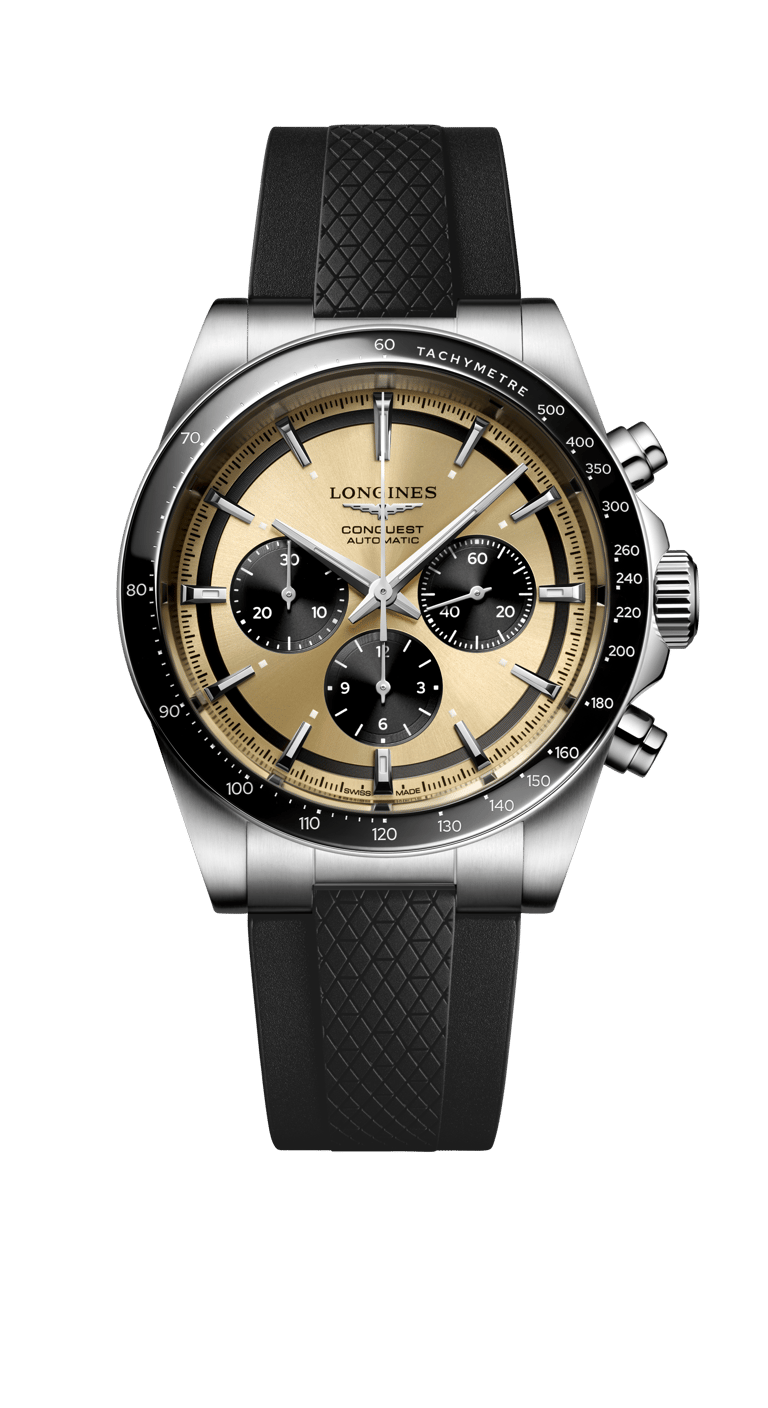 Longines, Conquest Armbanduhr aus Stahl / Keramik, Referenz L3.835.4.32.9, Produktaufnahme