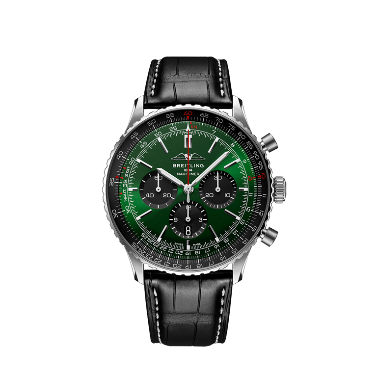 Breitling, Navitimer B01 Chronograph 46 Armbanduhr aus Stahl, Referenz AB0137241L1P1, Produktaufnahme