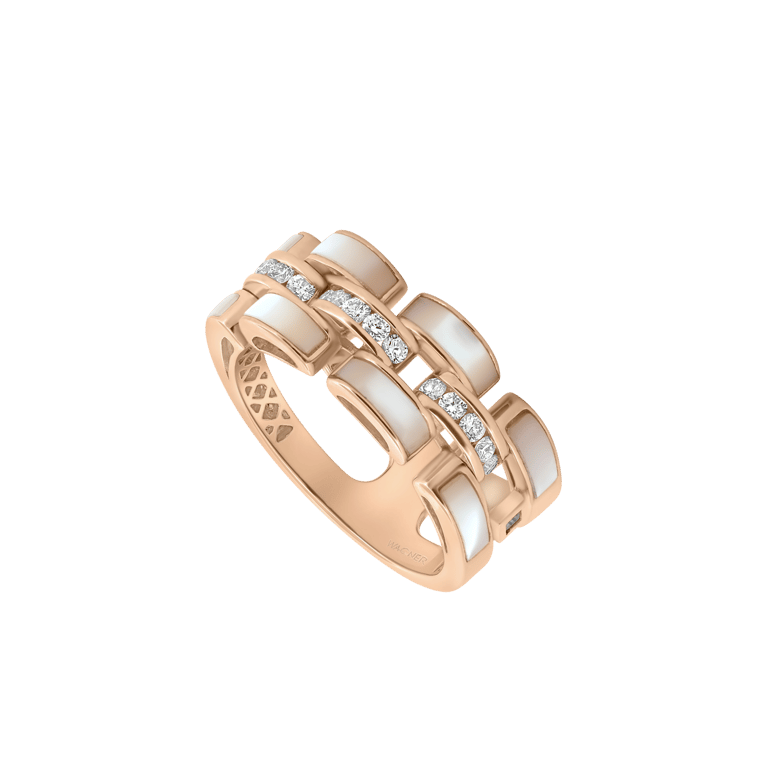 Seaside Ring aus 18 Kt Roségold mit Diamanten und Perlmutt