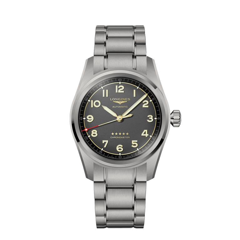 Longines, Longines Spirit 42 Armbanduhr aus Titan, Referenz L3.811.1.53.6, Produktaufnahme