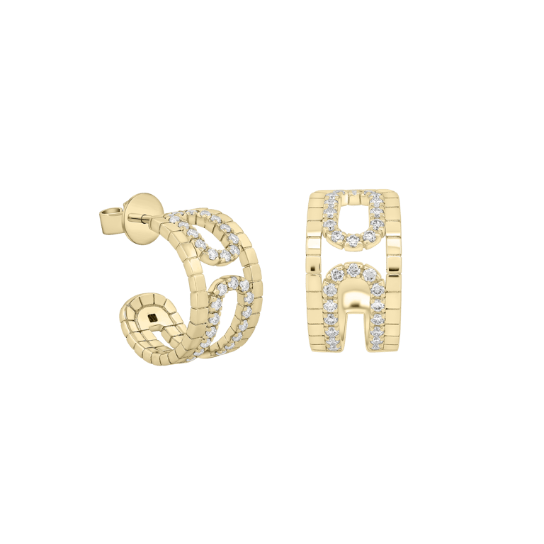 Rivière-Flow Ohrschmuck aus 18 Kt Gelbgold mit Diamanten
