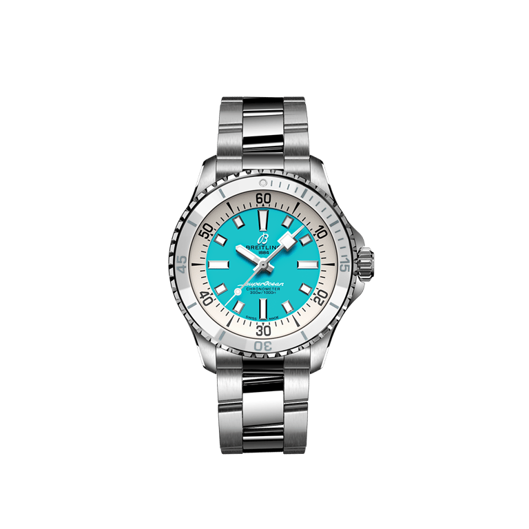 Breitling, Superocean Automatic 36 Armbanduhr aus Stahl, Referenz A17377211C1A1, Produktaufnahme
