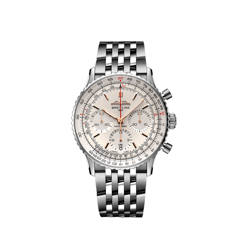 Breitling, Navitimer B01 Chronograph 46 Armbanduhr aus Stahl, Referenz AB0137211C1A1, Produktaufnahme