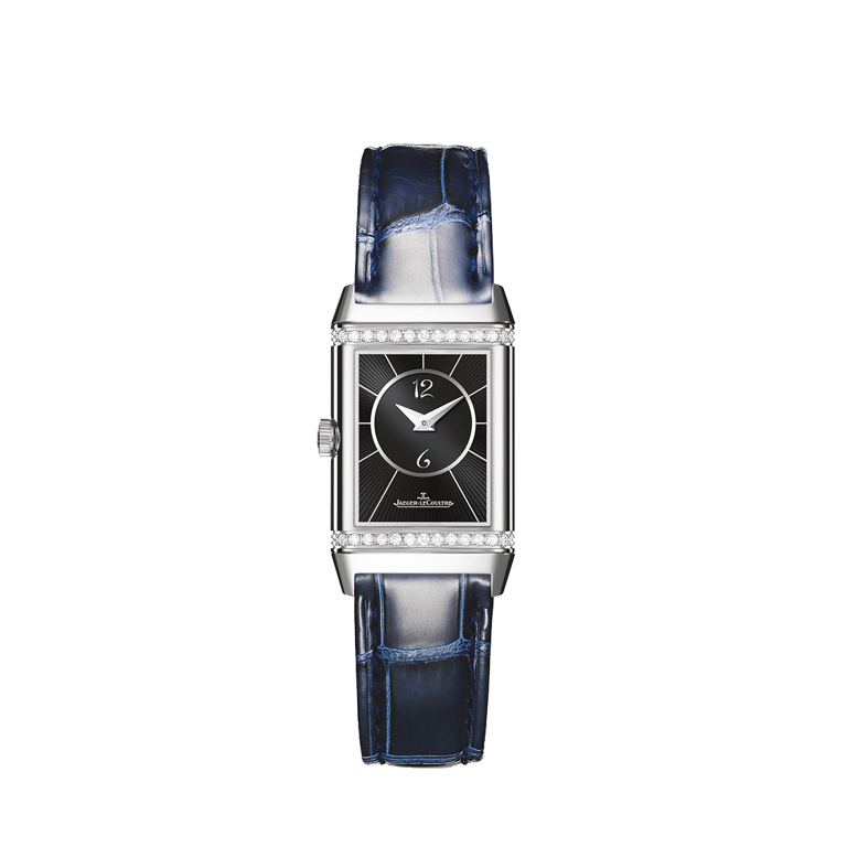 Jaeger LeCoultre, Reverso Classic Small Duetto Armbanduhr aus Stahl, Referenz 2668432, Produktaufnahme