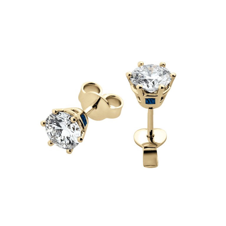 Solitaire No 6 Ohrschmuck aus 18 Kt Gelbgold mit Diamanten