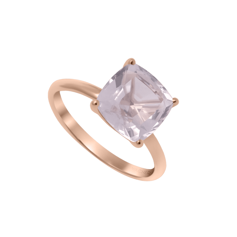Balou Square Ring aus 18 Kt Roségold mit Rosenquarz